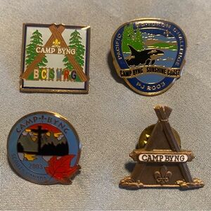 Camp Byng Enamel Pin Collection Set of 4 2003 Scouts Canada British Columbia